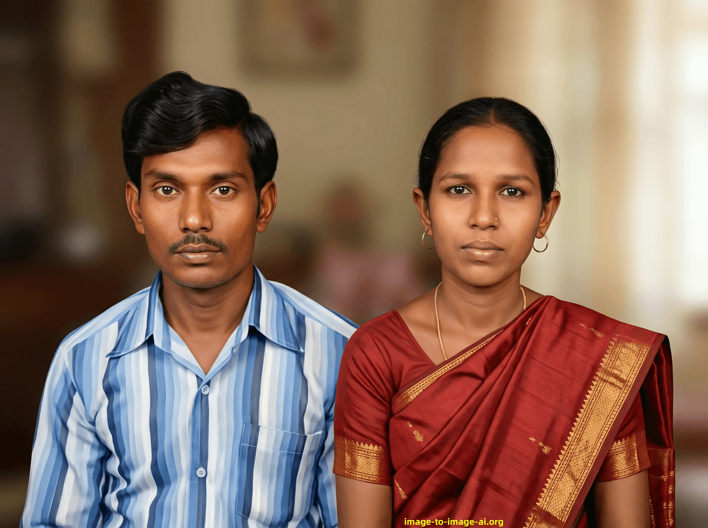 Restored old photo of a couple after repair